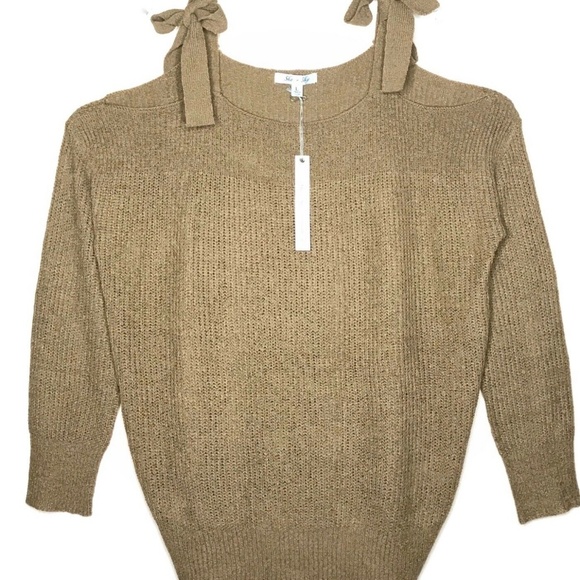 She & Sky Oversized Cold Shoulder Sweater Bow Tie Women's L - Picture 1 of 7